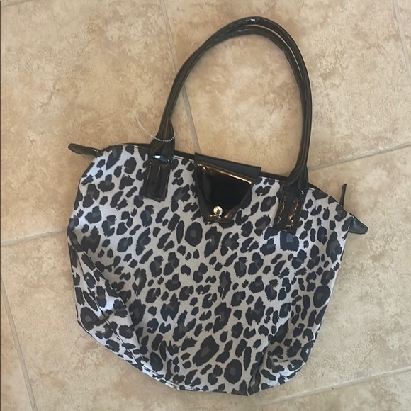Handbags - Black Leopard Print Tote Bag with‎ Structured Design